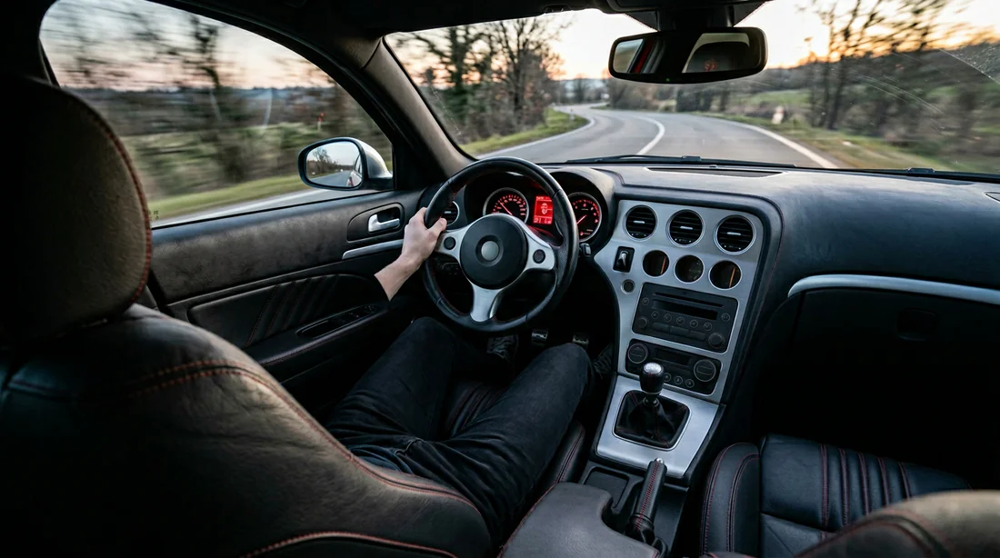 Baie moteur propre et détaillée du 5 cylindres diesel sous le capot de la berline