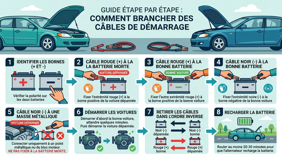 Schéma technique expliquant le fonctionnement de la batterie et de l'alternateur