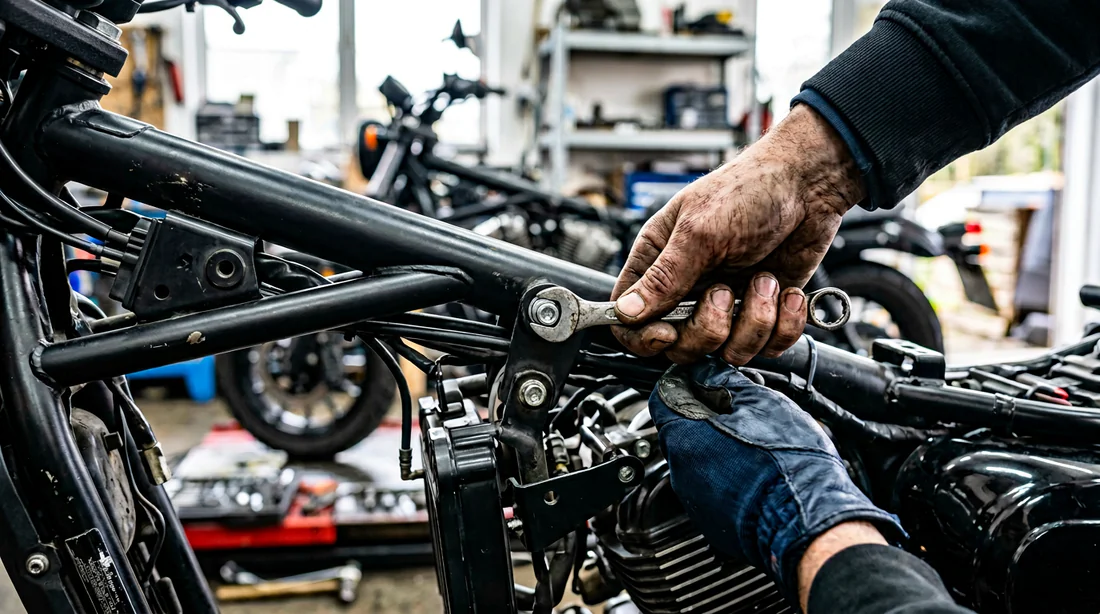 Entretien mécanique précis sur le châssis de la Hyosung GV125S