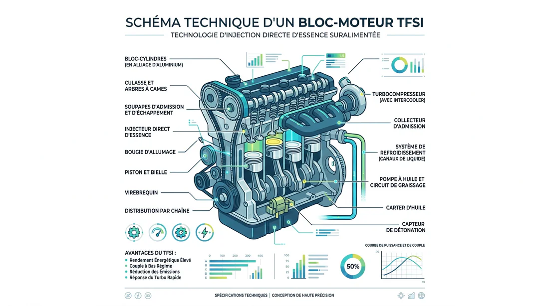Schéma technique du moteur TFSI Audi