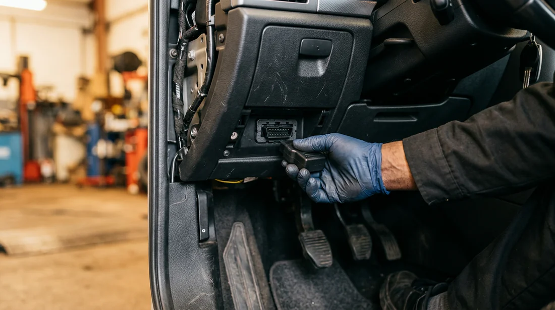 Branchement de la valise de diagnostic OBD2 sur Peugeot 407