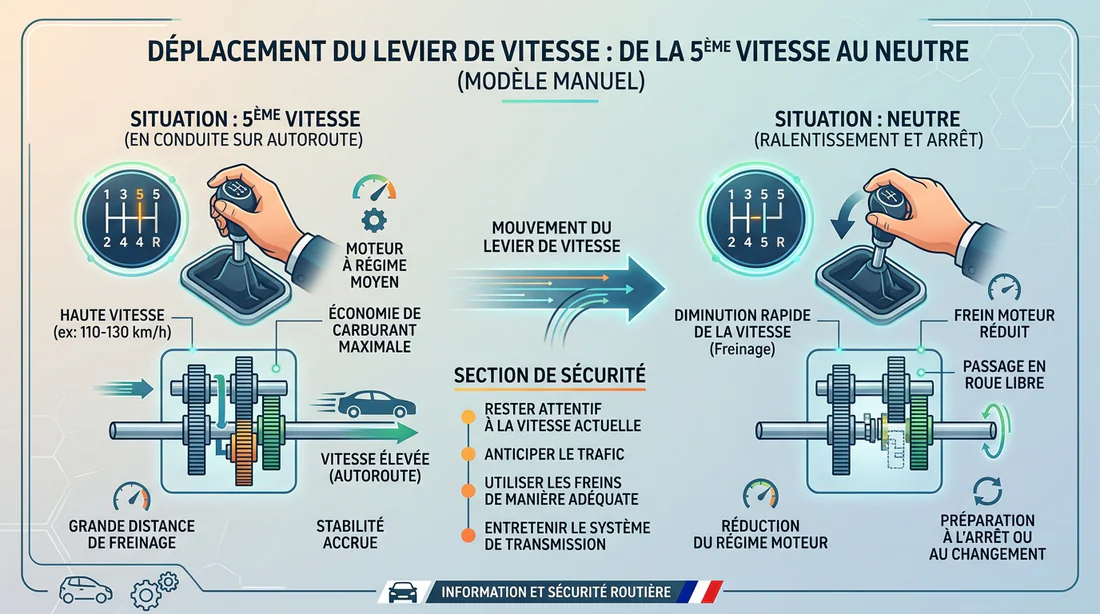 Schéma technique du fonctionnement d'un levier de vitesse