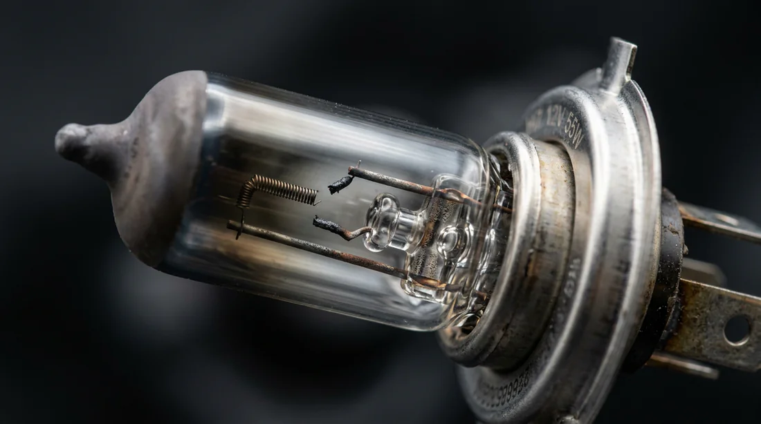 Ampoule H7 halogène grillée avec filament cassé