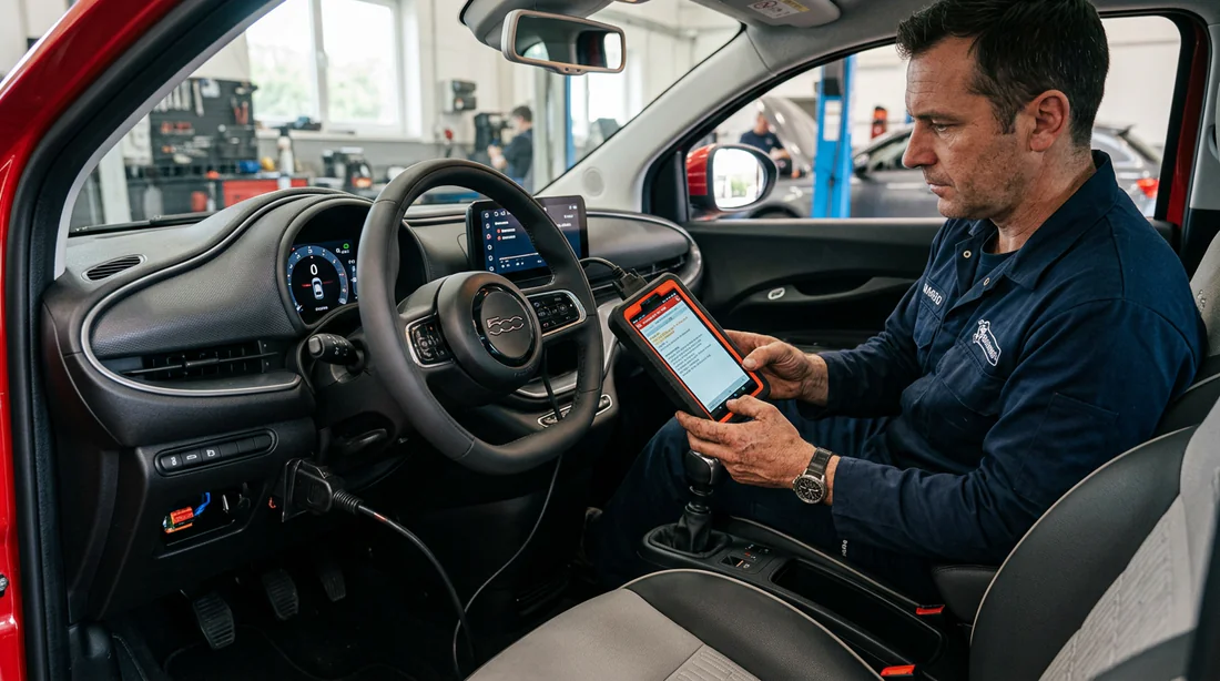Diagnostic électronique d'une panne airbag sur une Fiat 500