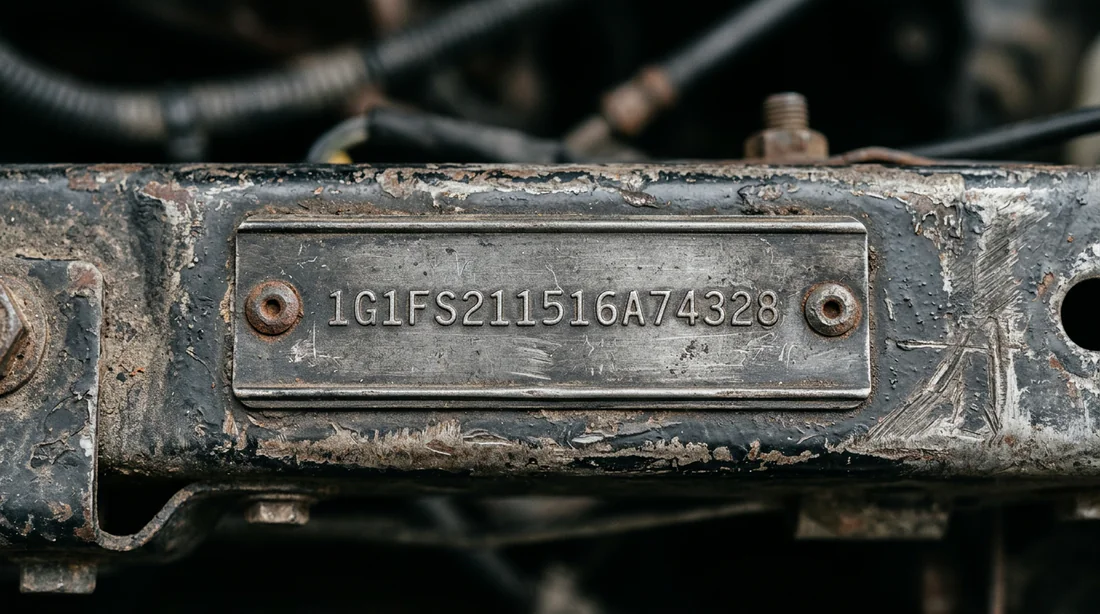 Plaque constructeur d'une voiture avec numéro de châssis