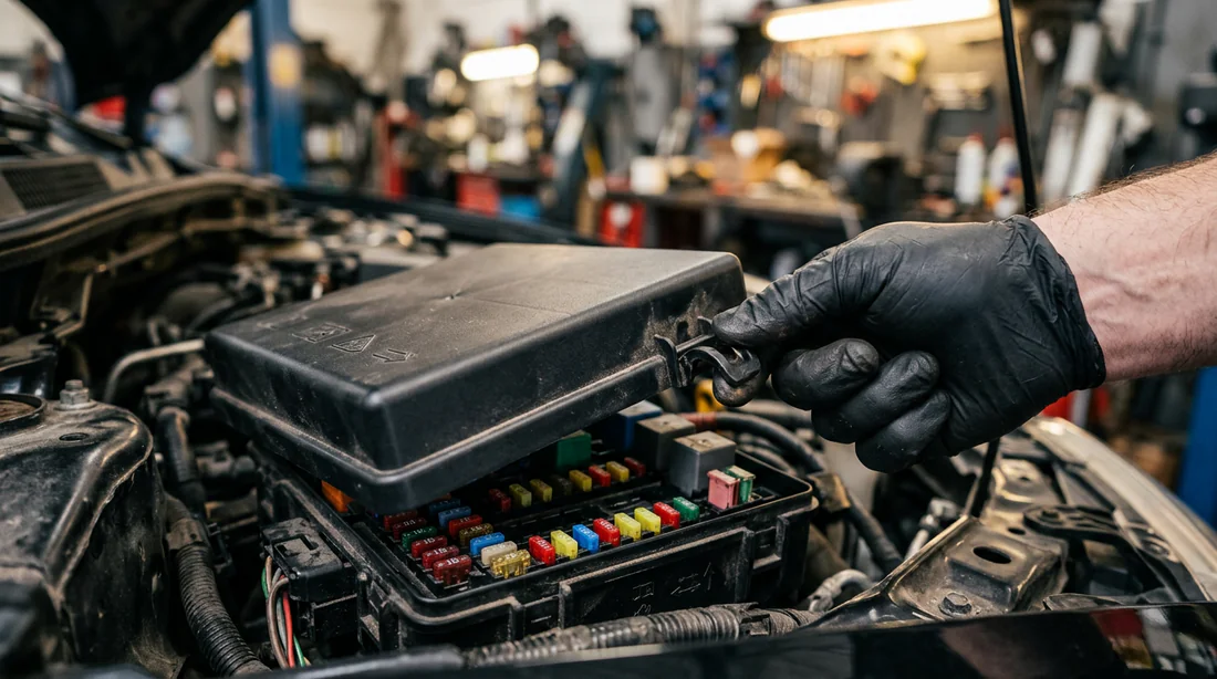 Manipulation pour ouvrir le cache du boîtier fusibles