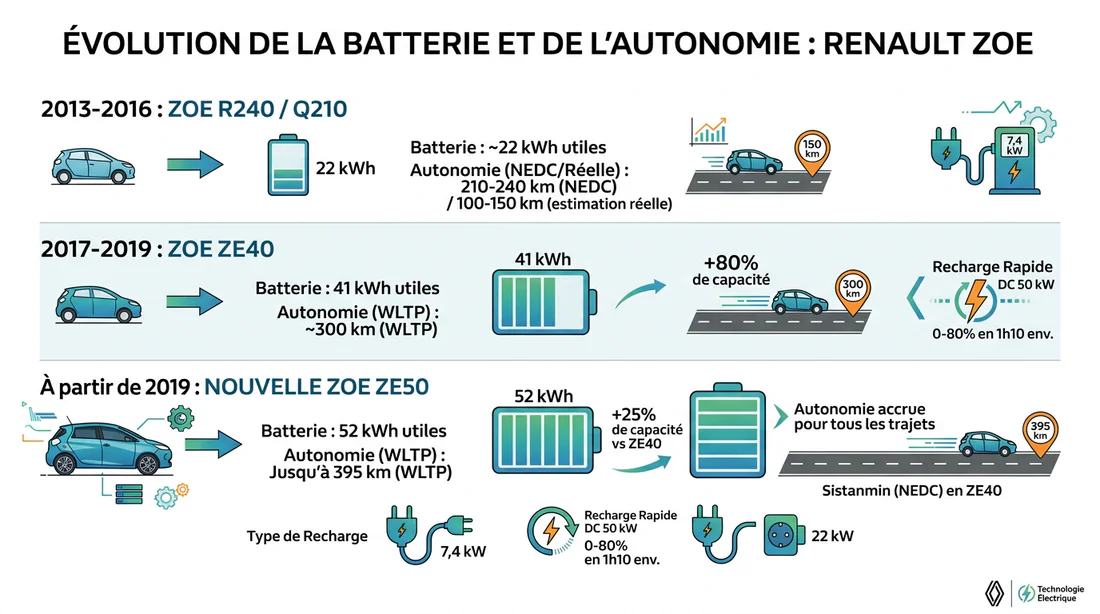 Infographie autonomie et batterie Renault Zoé ZE50