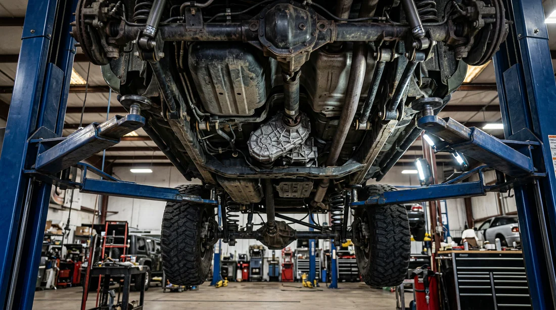 Inspection du châssis et de la transmission 4x4 d'une Jeep Wrangler JK