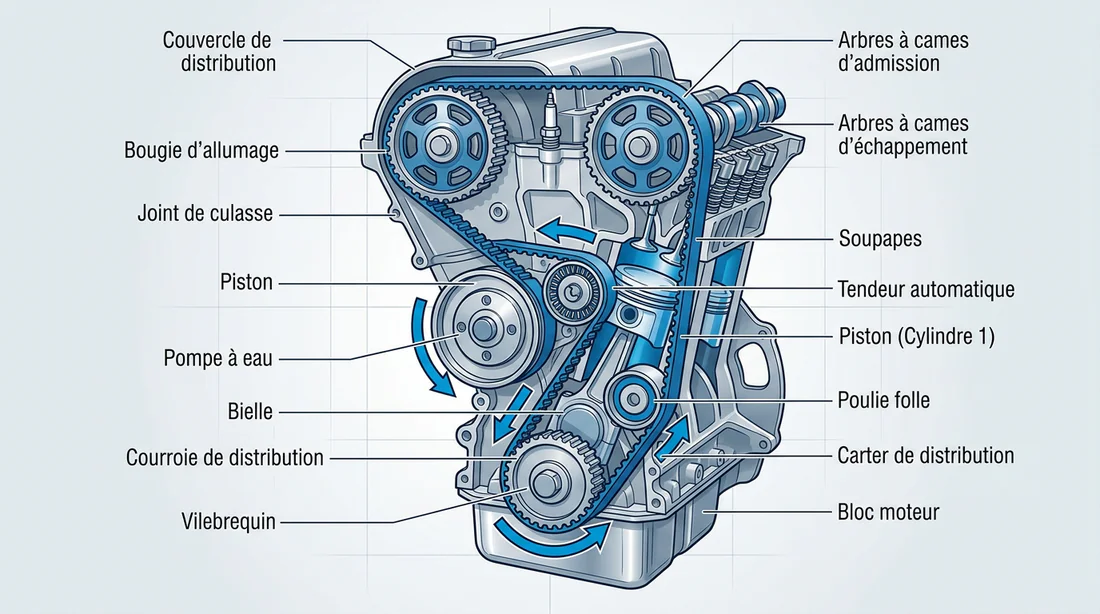 Schéma technique du système de distribution moteur