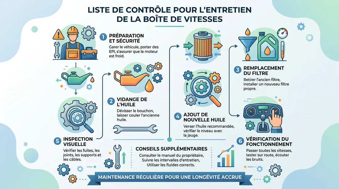Infographie sur l'entretien régulier de la boîte de vitesses