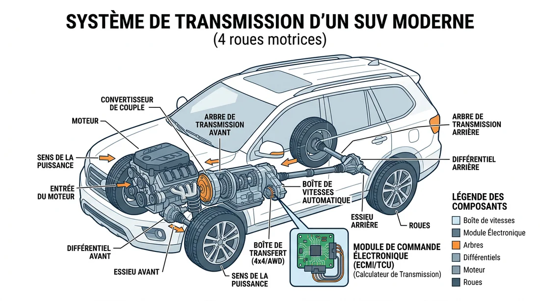 Schéma technique du fonctionnement de la transmission Arkana