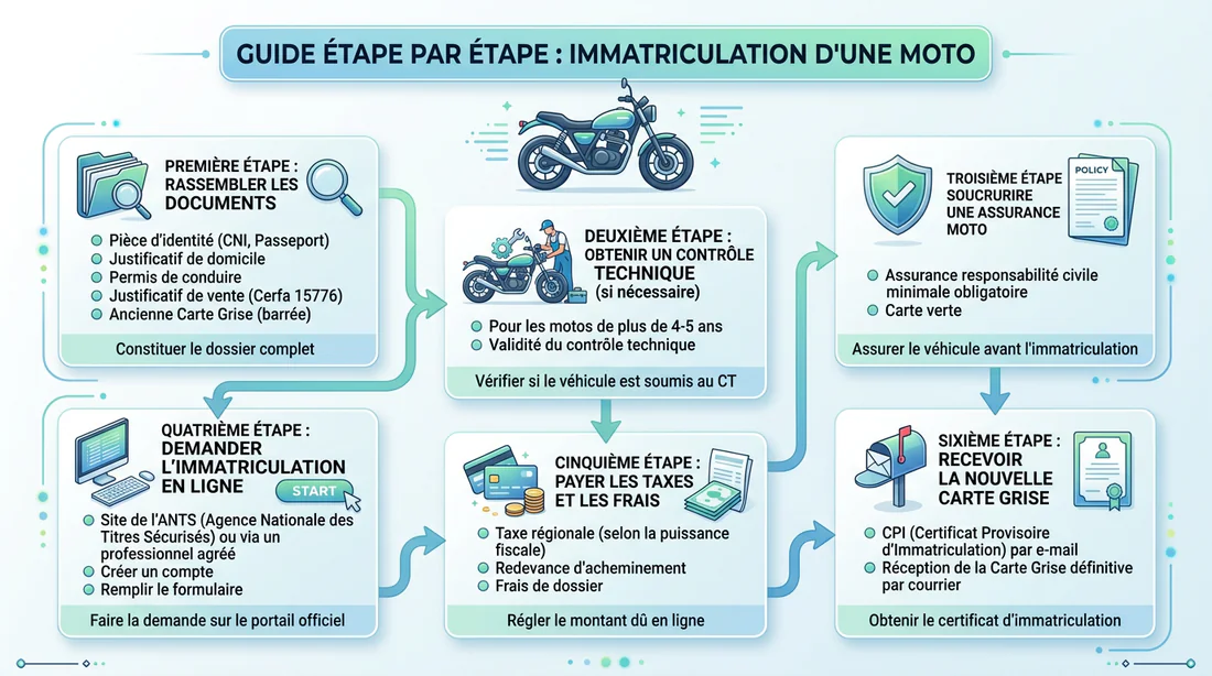 Infographie des étapes de demande de carte grise