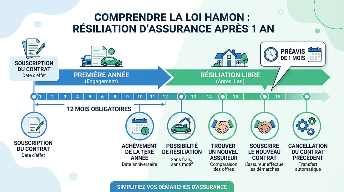 Schéma explicatif des délais de résiliation avec la loi Hamon