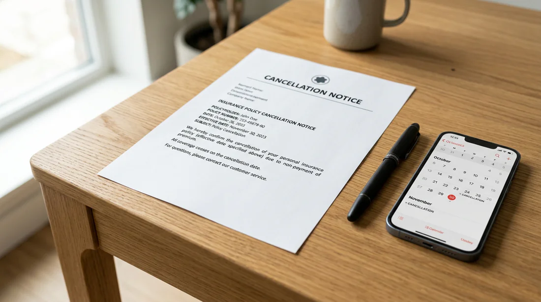 Lettre de résiliation d'assurance auto posée sur un bureau moderne