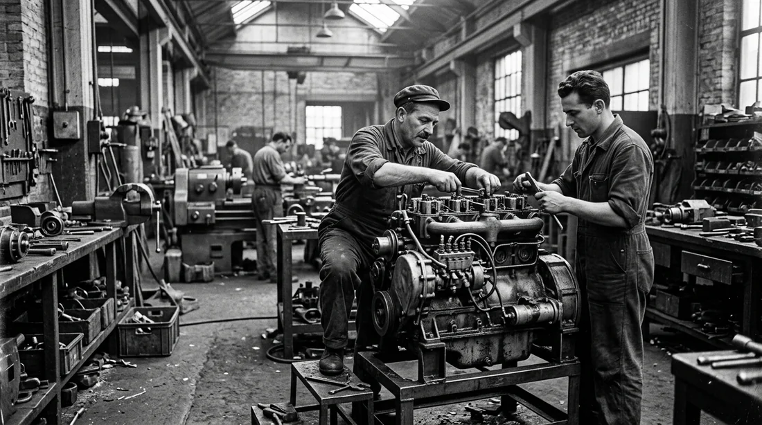 Ingénieurs italiens travaillant dans l'usine historique VM Motori à Cento