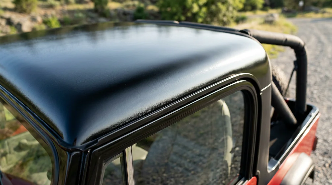 Restauration et peinture de la surface en fibre de verre d'un hard top de Jeep YJ