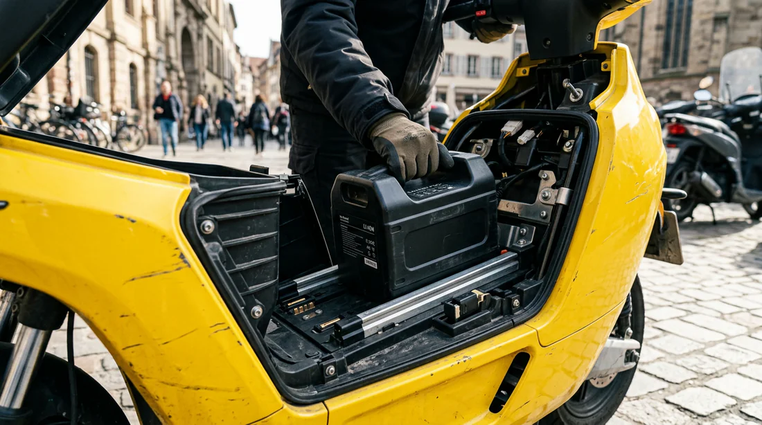 Remplacement de la batterie lithium-ion d'un scooter Ligier Pulse 3.