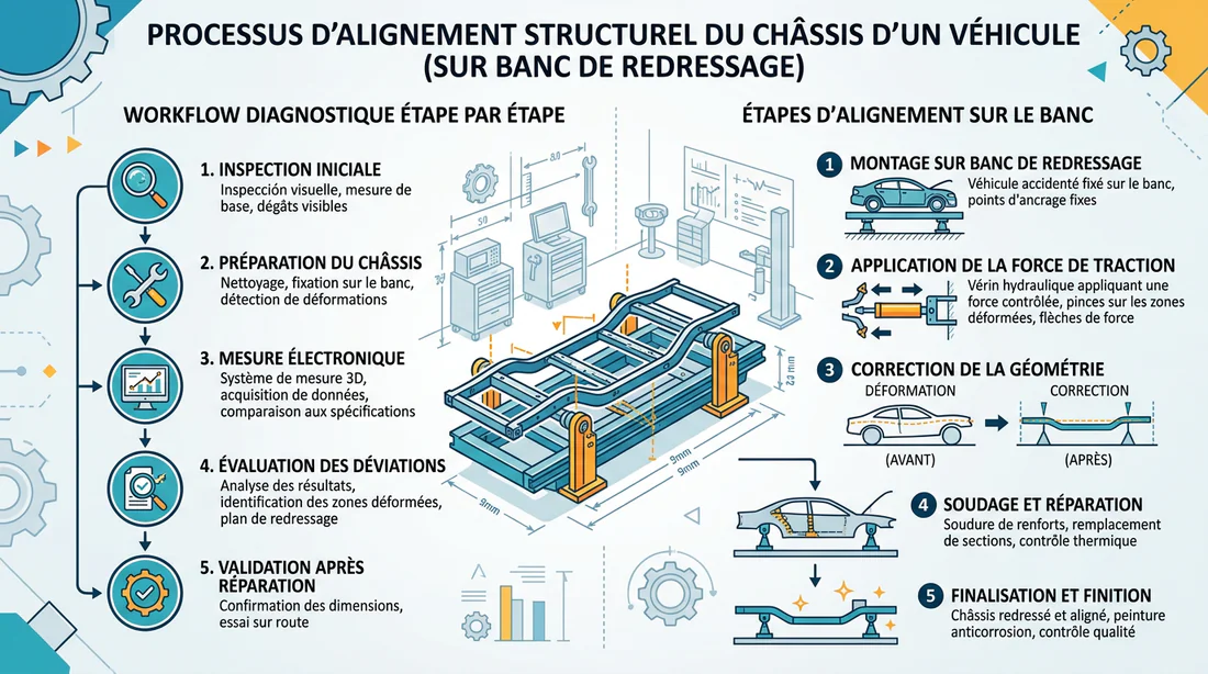 Infographie synthétisant les étapes du passage au marbre d'un véhicule