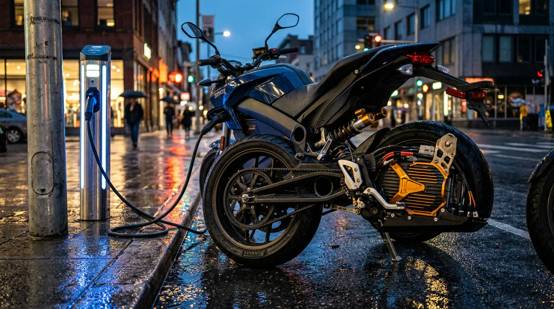 Zero S 2024 en recharge à une borne urbaine