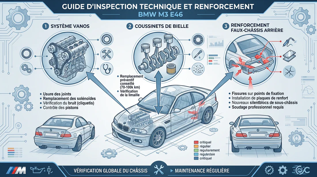Schéma technique des points de contrôle d achat pour BMW M3 E46 en français