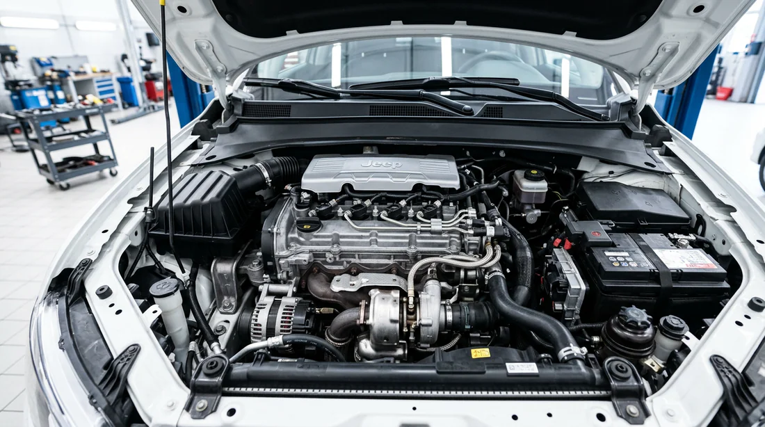 Vue détaillée du bloc moteur 2.2 CRD d'une Jeep Compass