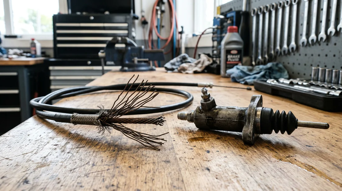 Câble d'embrayage sectionné et récepteur hydraulique de commande