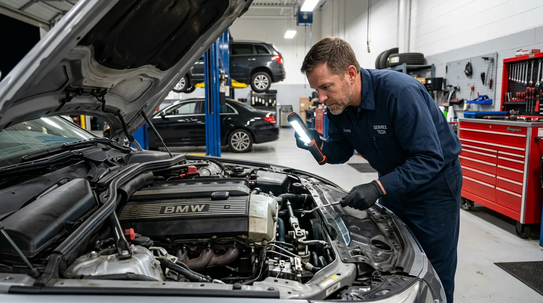 Mécanicien automobile inspectant la commande d'embrayage sous le capot
