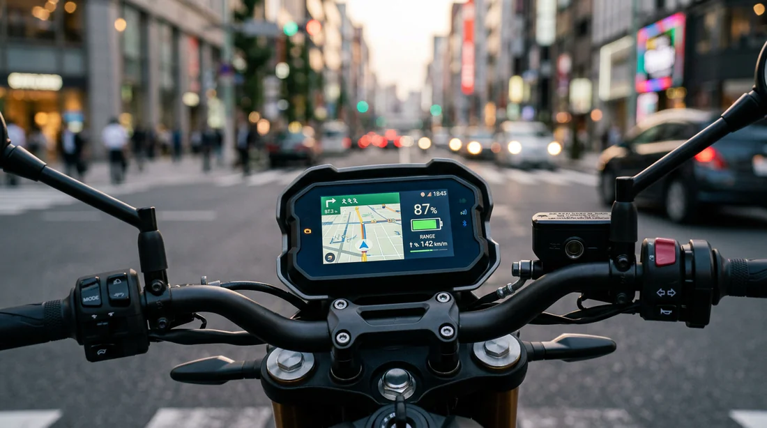 Écran de bord numérique d'une moto urbaine moderne